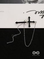 The holy spirit - Black cross sleek Earring  (one ear)