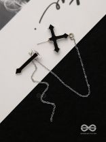 The holy spirit - Black cross sleek Earring  (one ear)