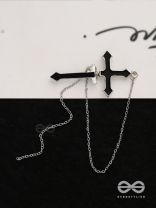 The holy spirit - Black cross sleek Earring  (one ear)