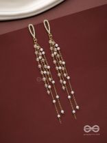 Glass sprinklings - Dangling golden bead earrings 