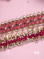 GULABI DHARA – SUHANA KHAN INSPIRED NECKPIECE FEATURING KUNDAN, RED GEMSTONES AND PEARLS