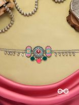 TRIBAL GRACE- ENAMELED OXIDIZED CHOKER WITH GHUNGROO'S