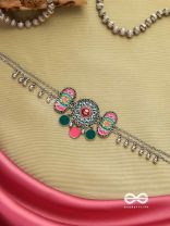 TRIBAL GRACE- ENAMELED OXIDIZED CHOKER WITH GHUNGROO'S