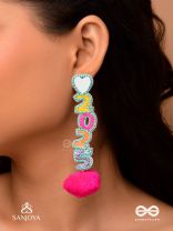 NAVAVARSAM - NEW YEAR  - BEADWORK, MIRRORS AND POM POMS EARRINGS