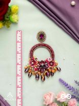 VARNAMALA ABHUSHANA - ADORNMENT OF COLORS - FLORAL MOTIFS, GLASSDROPS AND STONES HAND EMBROIDERED EARRINGS