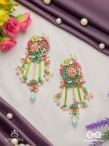 MANJUSUMANA - BEAUTIFUL BLOSSOM - PASTEL COLOR BEADS  AND DETAIL WORK WITH GOLDEN EMBELLISHMENT EARRINGS