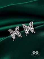 HEAVENLY WINGSPAN - SILVER TONED BUTTERFLY EARRINGS 