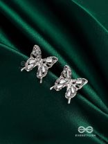 HEAVENLY WINGSPAN - SILVER TONED BUTTERFLY EARRINGS 