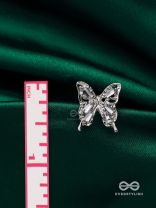 HEAVENLY WINGSPAN - SILVER TONED BUTTERFLY EARRINGS 