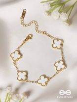 GOLDEN WHITE CLOVER - HOLOGRAPHIC STAINLESS STEEL 18K GOLD PLATED ANTI TARNISH BRACELET