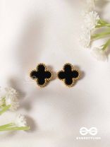 DARK DYNASTY - BLACK CLOVER STAINLESS STEEL 18K GOLD PLATED ANTI TARNISH EARRINGS