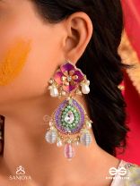 RANGOLIKA - A CANVAS OF COLORS - ENAMEL FLOWERS, BEADS AND PEARLS  HAND EMBROIDERD EARRINGS 