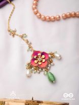 RANGOLIKA - A CANVAS OF COLORS - ENAMEL FLOWER, PEARLS AND GLASS DROPS  HAND EMBROIDERD MAANGTIKA 
