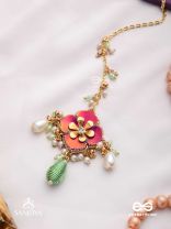 RANGOLIKA - A CANVAS OF COLORS - ENAMEL FLOWER, PEARLS AND GLASS DROPS  HAND EMBROIDERD MAANGTIKA 
