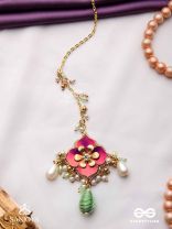 RANGOLIKA - A CANVAS OF COLORS - ENAMEL FLOWER, PEARLS AND GLASS DROPS  HAND EMBROIDERD MAANGTIKA 