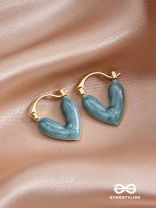 SERENIC SOLACE - BLUE ENAMELED HEART STUD EARRINGS