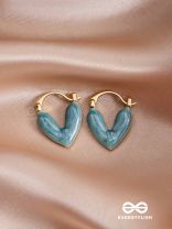 SERENIC SOLACE - BLUE ENAMELED HEART STUD EARRINGS