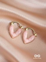 HEAVENLY LONGEVITY - PINK ENAMELED HEART STUD EARRINGS