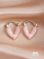 HEAVENLY LONGEVITY - PINK ENAMELED HEART STUD EARRINGS