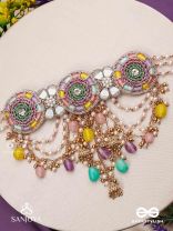 RANGVATI - FULL OF COLORS - EXQUISITE MULTI-HUED CHOKER WITH PEARL AND CRYSTAL EMBELLISHMENTS