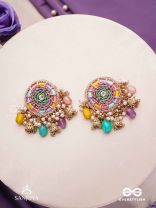 RANGVATI - FULL OF COLORS - EXQUISITE MULTI-HUED EARRINGS WITH PEARL AND CRYSTAL EMBELLISHMENTS
