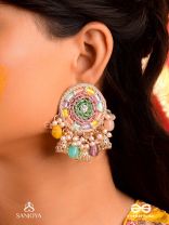 RANGVATI - FULL OF COLORS - EXQUISITE MULTI-HUED EARRINGS WITH PEARL AND CRYSTAL EMBELLISHMENTS