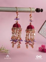 GULRATNA - JEWEL OF ROSES - HANDCRAFTED KALEERAS WITH PURPLE PETALS, PEARLS AND BEADS 