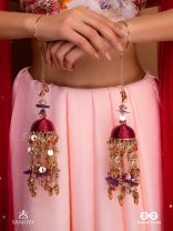 GULRATNA - JEWEL OF ROSES - HANDCRAFTED KALEERAS WITH PURPLE PETALS, PEARLS AND BEADS 