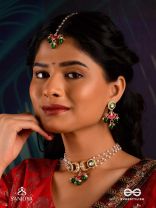 SHASHIRATNA- JEWEL OF THE MOON - HANDMADE KUNDAN SET WITH NECKLACE, EARRINGS AND MAANGTIKA