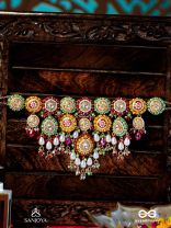 VIBHAVARI - NIGHT FULL OF SPLENDOR - MULTI-COLOR ENAMELLED KUNDAN NECKLACE WITH PEARLS AND BEADS