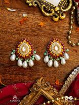 VIBHAVARI - NIGHT FULL OF SPLENDOR - MULTI-COLOR ENAMELLED KUNDAN EARRINGS WITH PEARLS AND BEADS