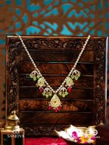 TARUNYA - YOUTHFUL CHARM - ELEGANT KUNDAN NECKLACE WITH ENAMEL ACCENTS AND COLORFUL BEADS