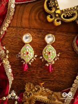 TARUNYA - YOUTHFUL CHARM - ELEGANT KUNDAN EARRINGS WITH ENAMEL ACCENTS AND COLORFUL BEADS