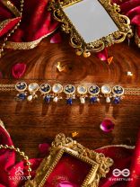 SHITALA - COOL AND CALM- KUNDAN, BLUE STONES, AND PEARLS HANDMADE NECKLACE 