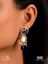 SHITALA - COOL AND CALM- KUNDAN, BLUE STONES, AND PEARLS HANDMADE EARRINGS