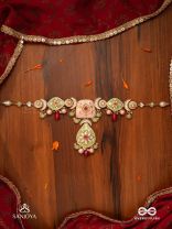MADHUBHUSHANA - ADORNED WITH SWEETNESS - HANDCRAFTED KUNDAN ENAMEL NECKLACE WITH PEARL AND GEM DROPS