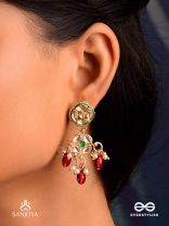 VIMALA - PURE AND DIVINE - ORNATE  KUNDAN EARRINGS WITH ROYAL RED STONES AND PEARLS
