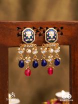 SANDHYARAGA - EVENING HUES - EXQUISITE KUNDAN EARRINGS WITH ENAMELLING AND GEM DROPS