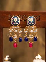 SANDHYARAGA - EVENING HUES - EXQUISITE KUNDAN EARRINGS WITH ENAMELLING AND GEM DROPS