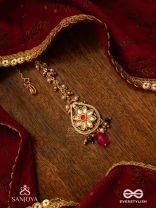 SANDHYARAGA - EVENING HUES - EXQUISITE KUNDAN MAANGTIKA WITH ENAMELLING AND GEM DROPS