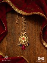 SANDHYARAGA - EVENING HUES - EXQUISITE KUNDAN MAANGTIKA WITH ENAMELLING AND GEM DROPS