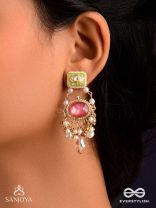 MRINALIKA - LOTUS PETAL - GRACEFUL ENAMELLED HANDCRAFTED KUNDAN EARRINGS WITH SOFT PASTEL GEMSTONES