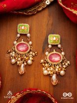 MRINALIKA - LOTUS PETAL - GRACEFUL ENAMELLED HANDCRAFTED KUNDAN EARRINGS WITH SOFT PASTEL GEMSTONES