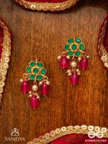 ANURAGA - LOVE’S EMBRACE - HERITAGE-INSPIRED KUNDAN POLKI EARRINGS WITH DAINTY BEADED DROPS