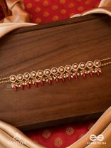 RUDRARAGA - MELODY OF RED - INTRICATE KUNDAN CHOKER WITH RUBY BEADS AND GOLDEN DETAILS