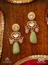 SHITALA - COOLING GRACE - CLASSIC GREEN KUNDAN POLKI EARRINGS WITH GOLDEN DETAILS AND SOFT GEM ACCENTS