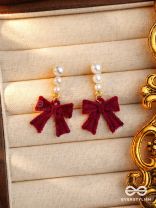 RUBY GRACE - TIMELESS RED BOW & PEARL EARRINGS