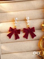 RUBY GRACE - TIMELESS RED BOW & PEARL EARRINGS