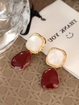 SCARLET LUSTRE- CLASSY DUAL-TONE DROP EARRINGS