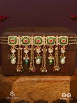 RANIRAGA - QUEEN’S MELODY- EXQUISITE KUNDAN NECKPIECE WITH FLORAL ENAMEL WORK, BEADS AND PEARLS